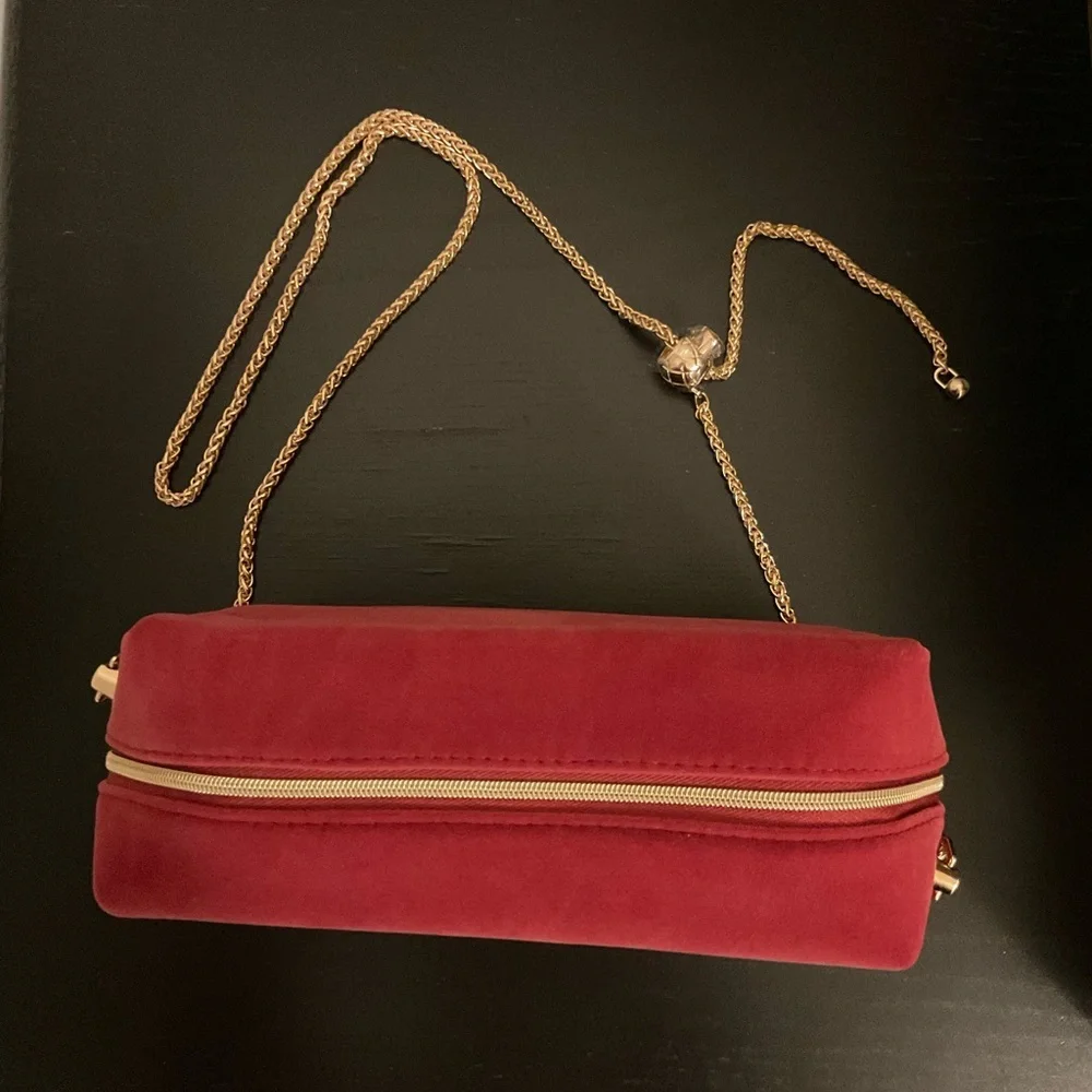 Dolce‎ & Gabbana Red Cosmetic Bag with Gold Accents
